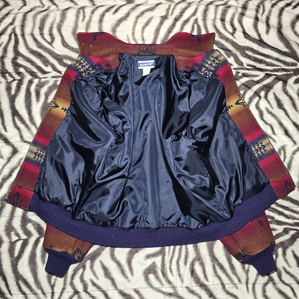Pendleton Knockabouts Aztec Wool Bomber Jacket Si… - image 8